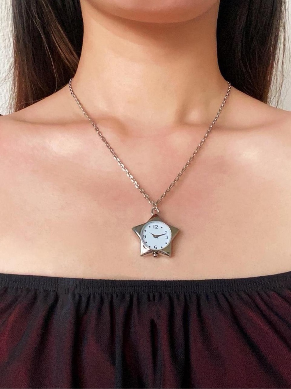 Silver Star whimsical fairycore cottagecore “Working Watch” clock Necklace